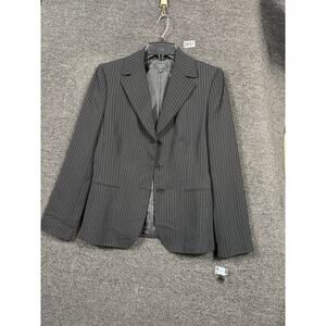 Tahari Blazer Womens 6 Black Pinstripe Career Jacket Polyester Lined Workwear